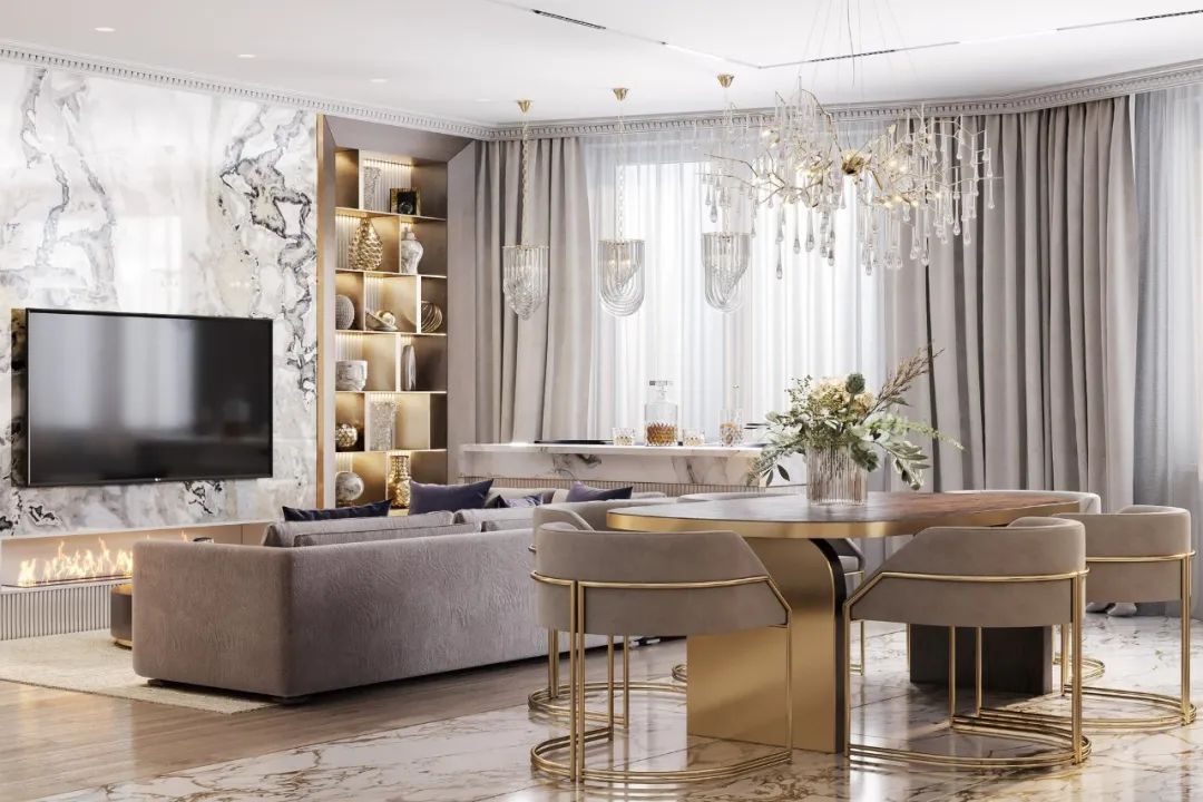 87㎡黄铜轻奢时尚家居丨Artis Interiors-21