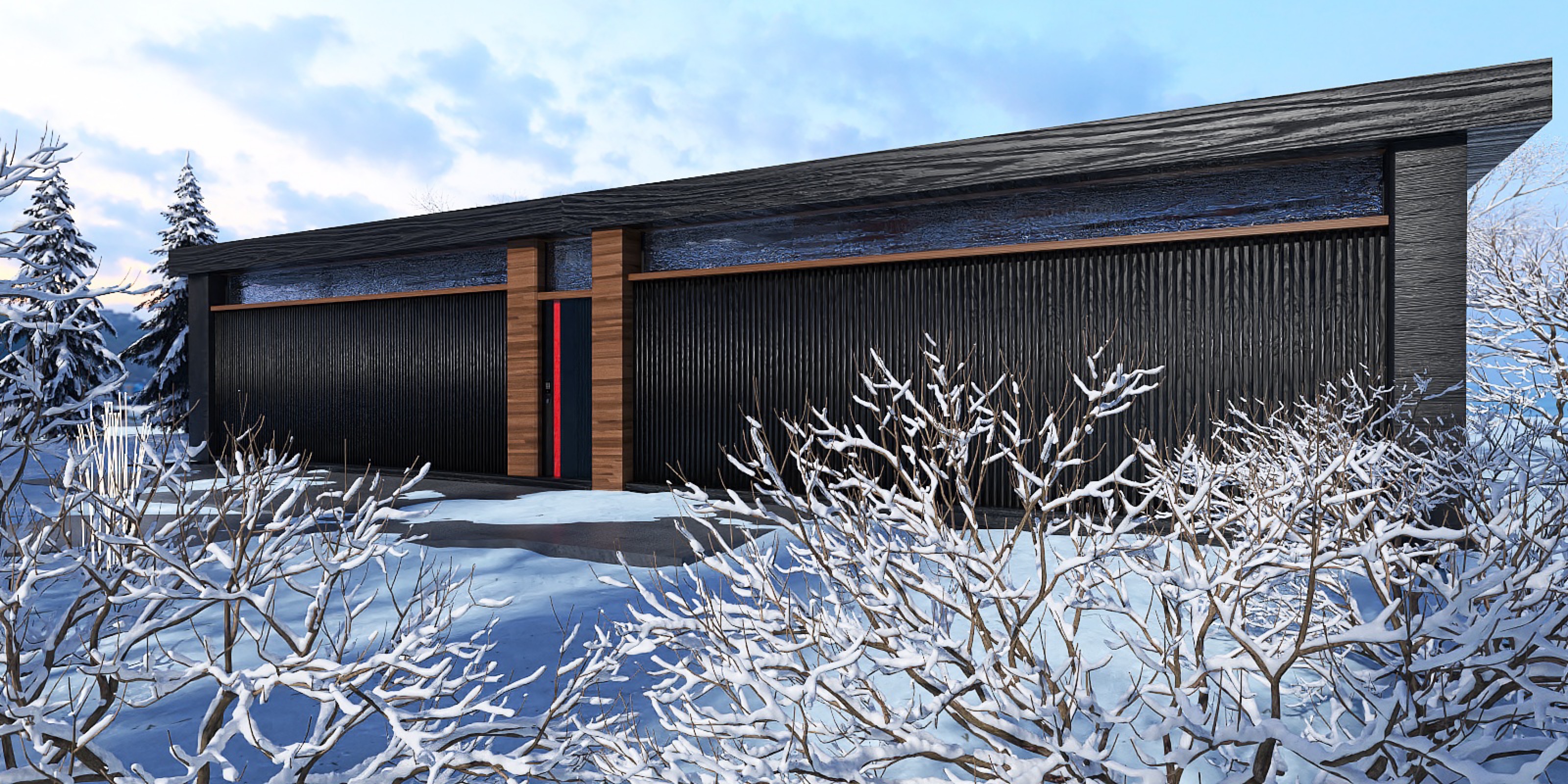 Black House in a Winter Landscape – 3D Design Project-10