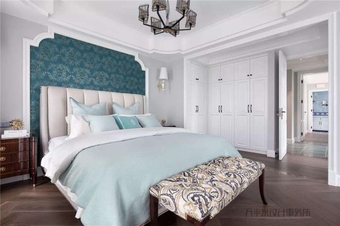 长夏方平米设计,美式平层大宅的优雅色彩碰撞-72