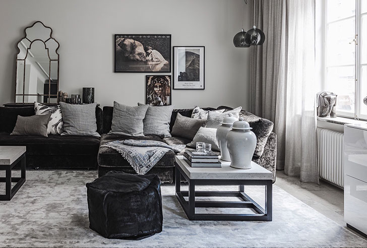 瑞典 96 平米黑白优雅公寓 | 简约风格的艺术呈现-1