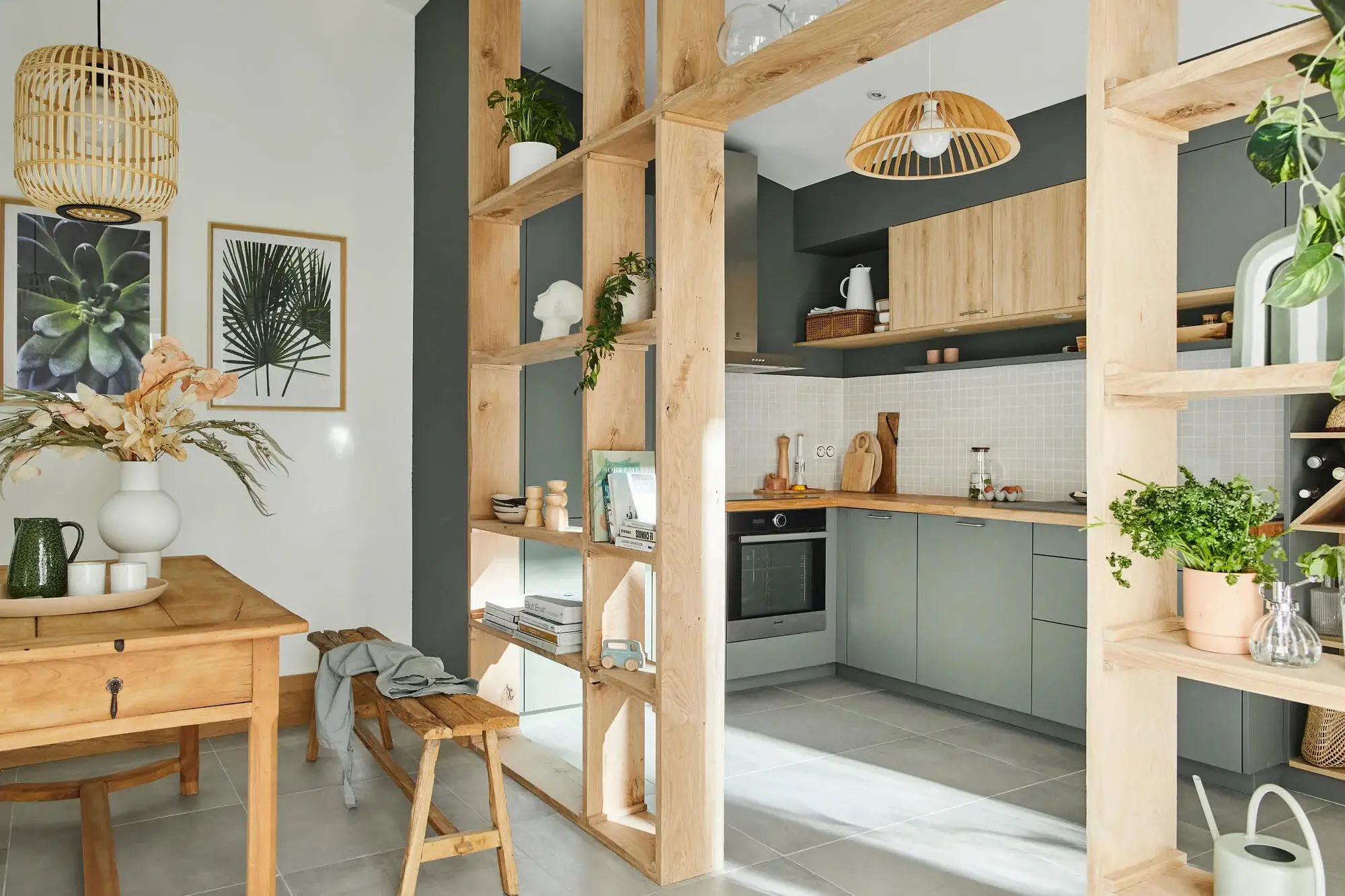 自然色厨房设计,开放式隔墙打造舒适空间-3