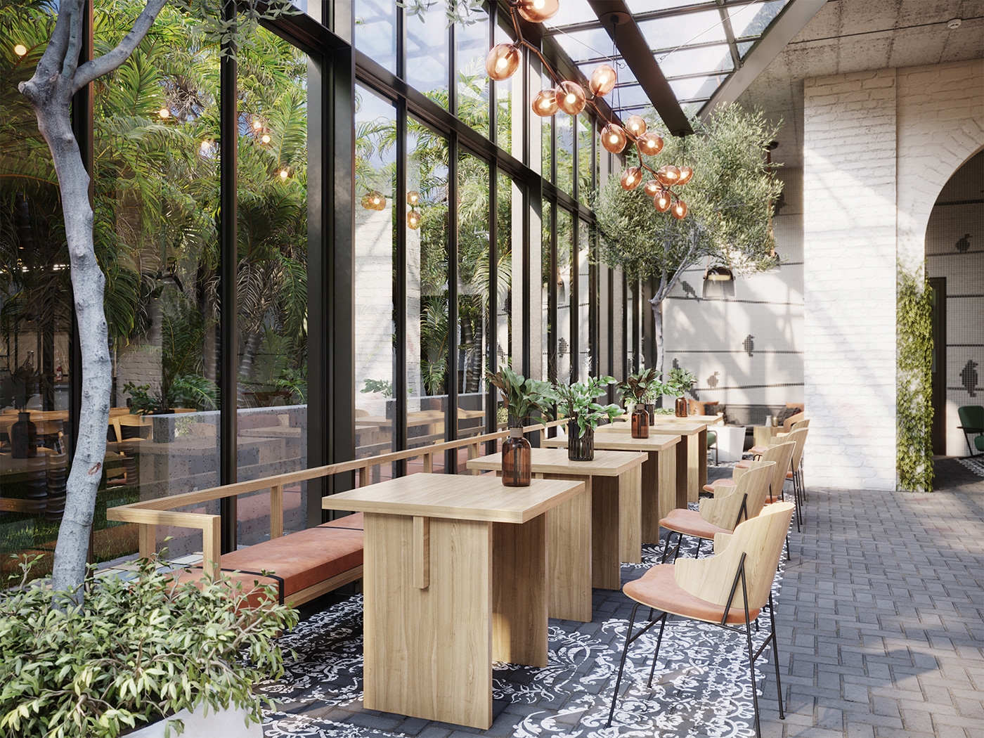 沙特利雅得 RAW 餐厅的绿意盎然 3D 设计丨沙特阿拉伯利雅得丨Laeta Interior-19