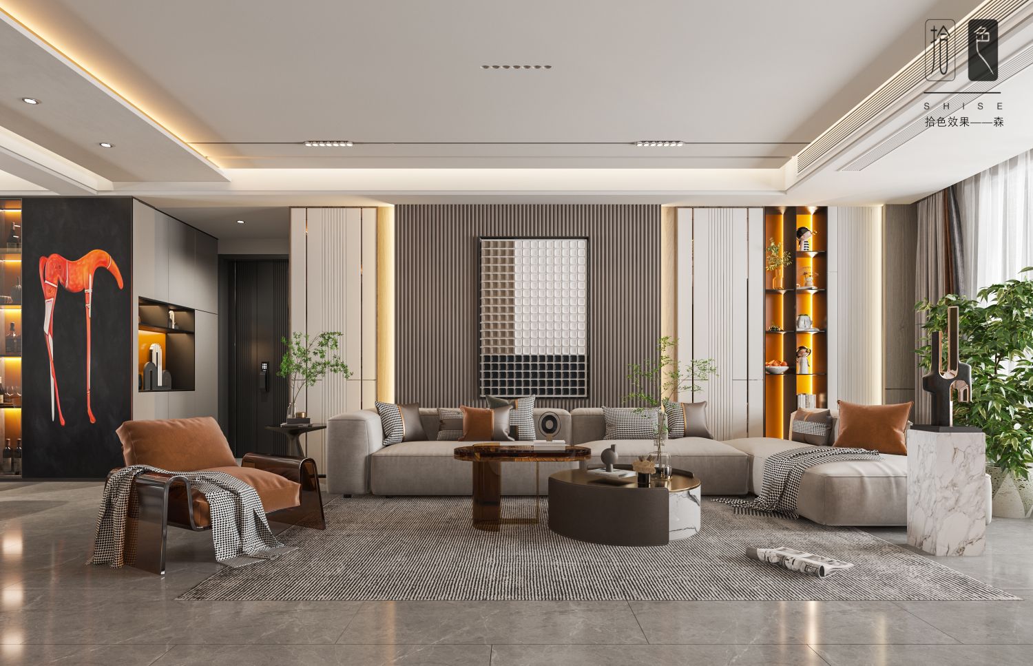 现代轻奢客餐厅效果图表现-1