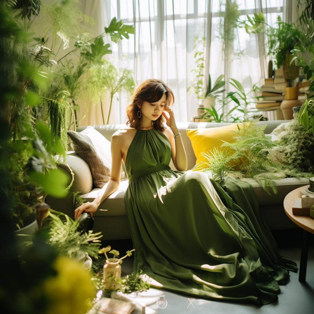 绿色沙发模特-7