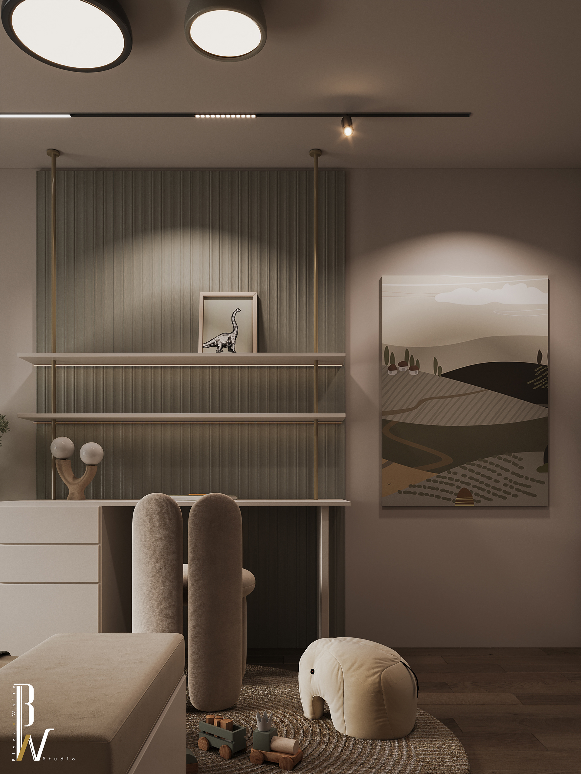 儿童房设计丨波兰丨Black N White-11