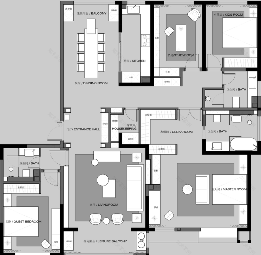 新中式轻奢平层设计-21