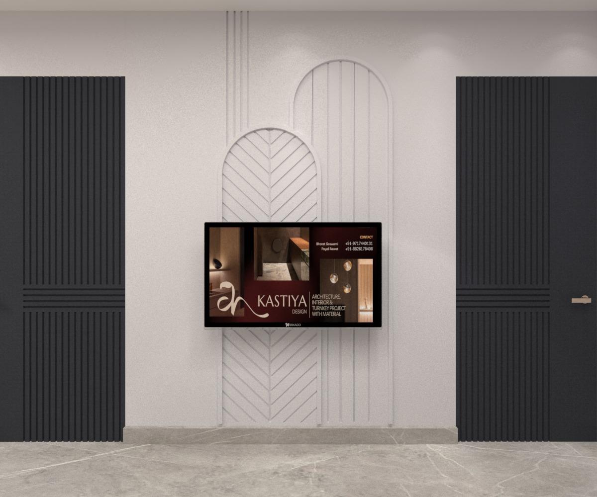 3D LIVING ROOM WITH TV UNIT AND MANDIR-3