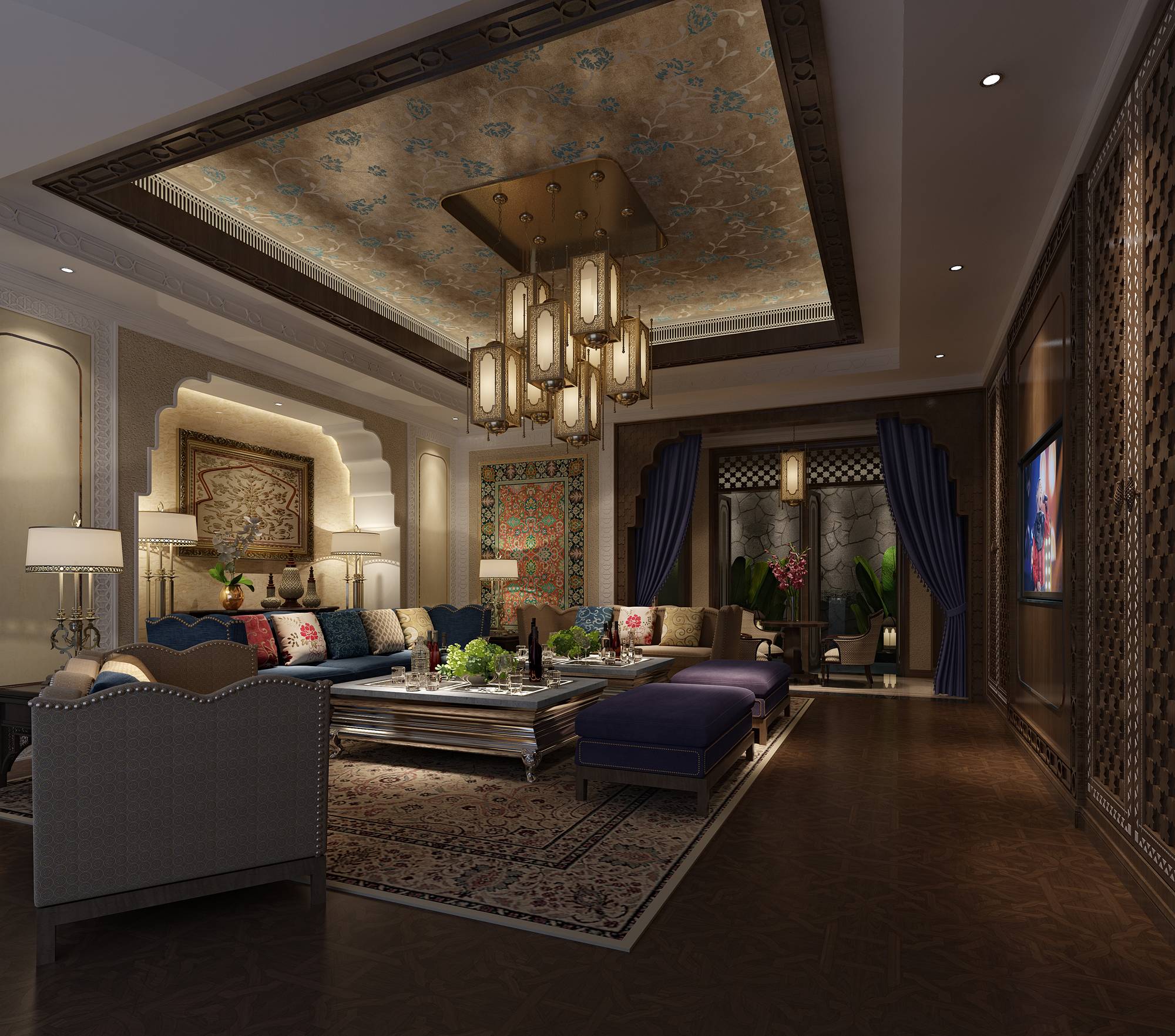 新中式 中式古典 奢华家装别墅样板房-13-30