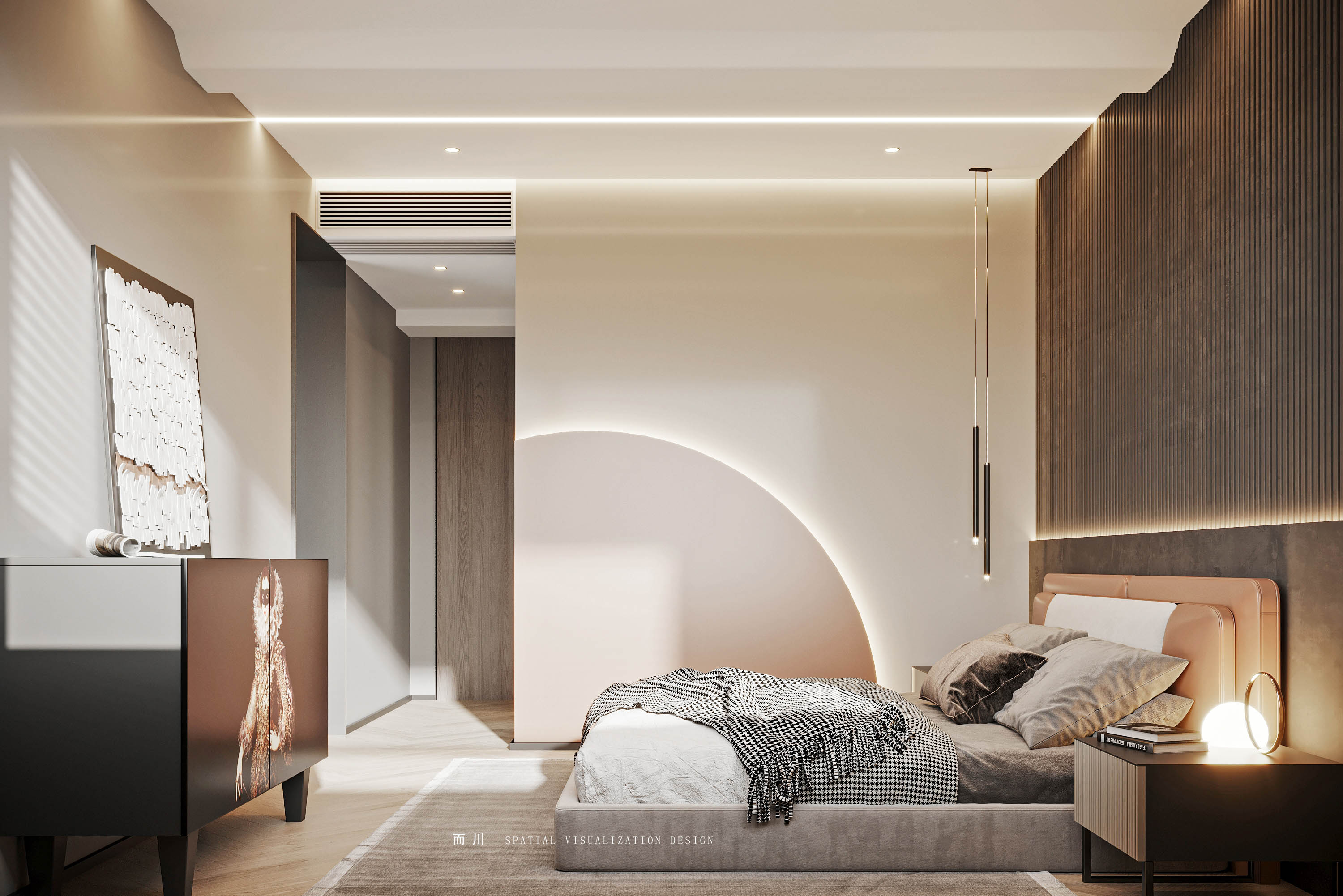现代意式榻榻米卧室设计丨而川空间可视化工作室-27