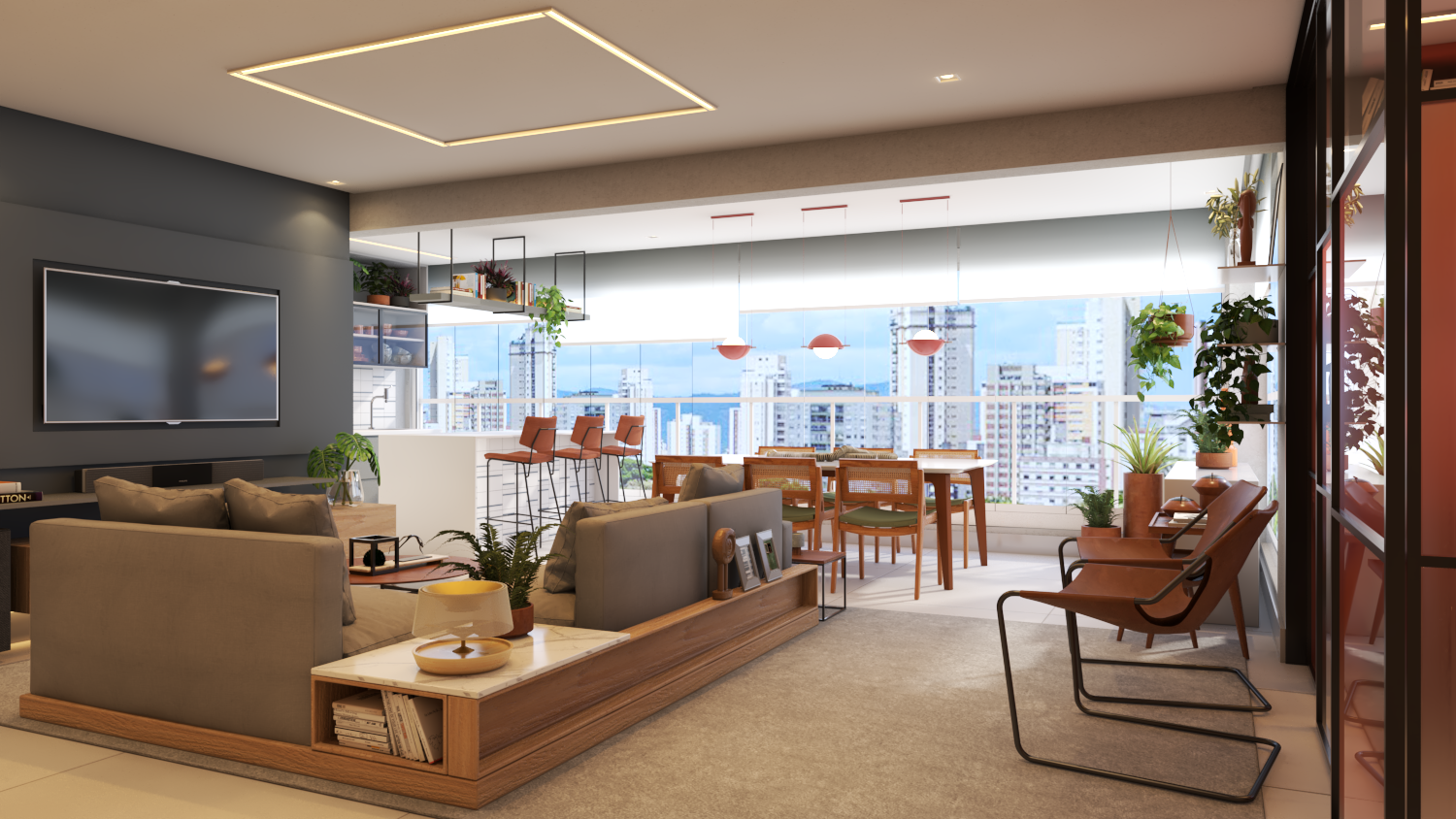 合适的·玻璃 客厅电视，晚餐丨ZEDY ARQUITETURA-7