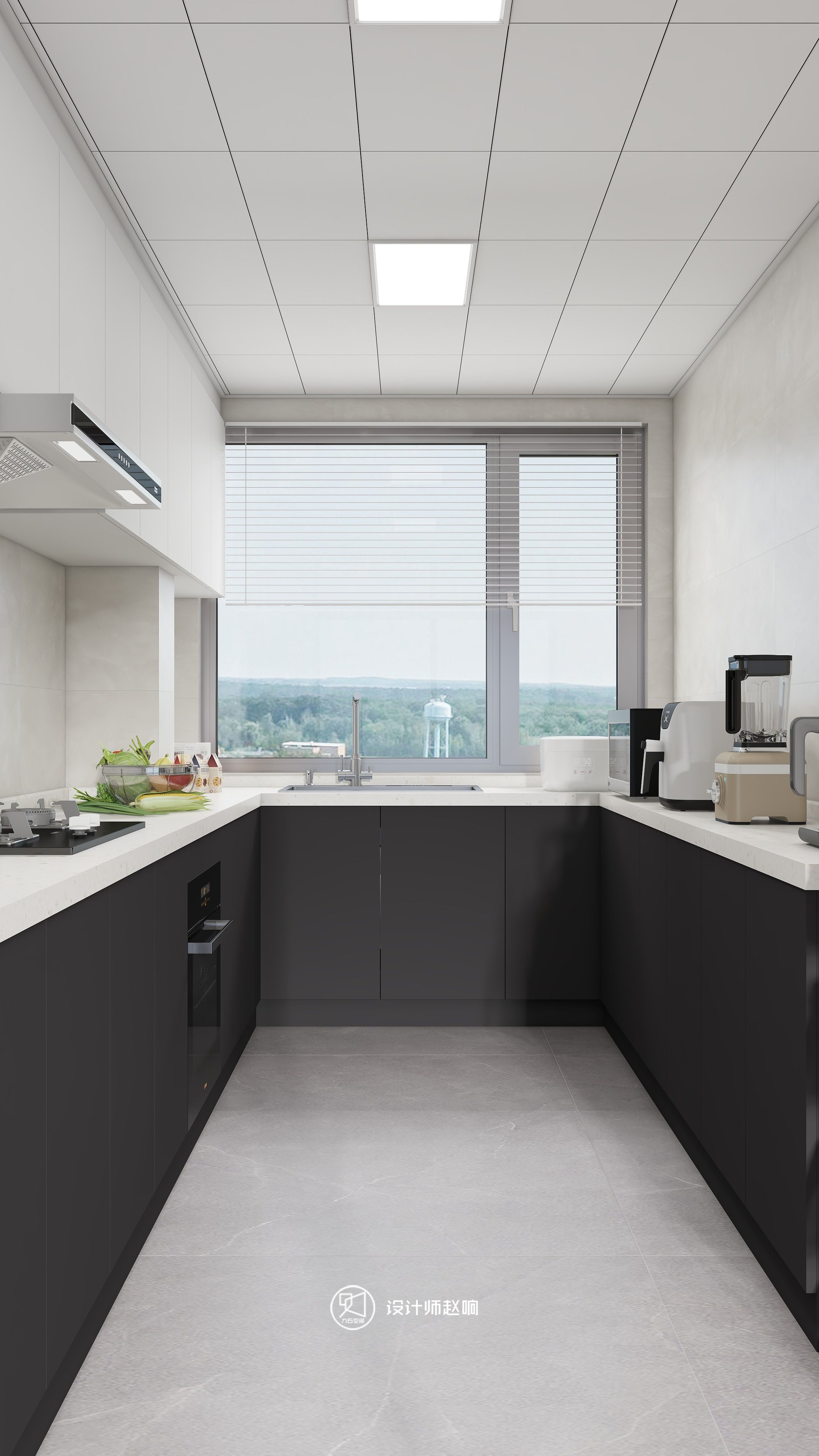 135㎡黑白灰风格住宅设计-21