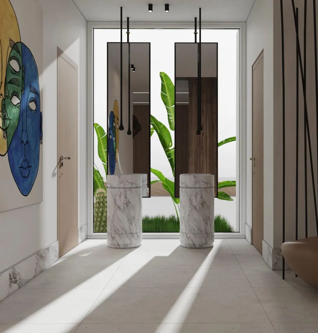 Interiors With Pockets Of Greenery And Modern Staircases-21