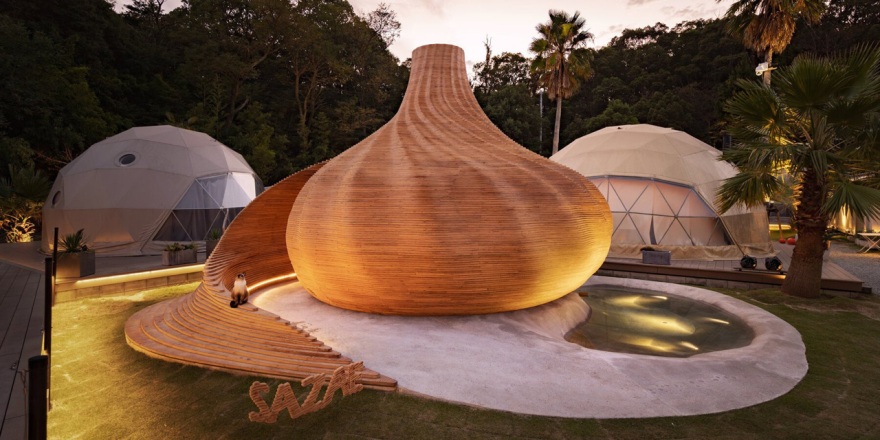 褶皱起伏的贝壳桑拿房丨日本丨隈研吾建筑事务所-12