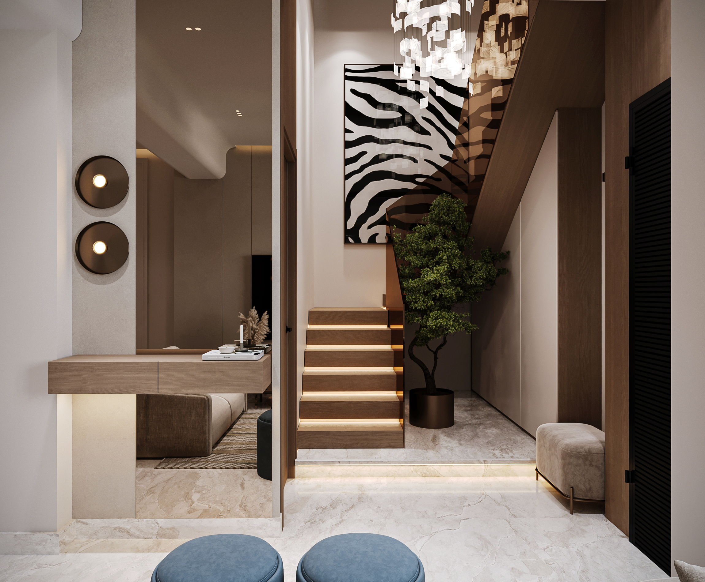 带厨房的现代接待区丨埃及丨ZAH设计工作室-15