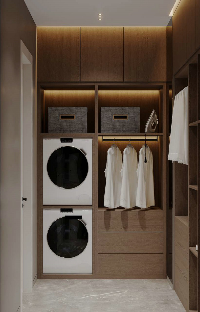 胡桃木与黄色打造的优雅空间-22