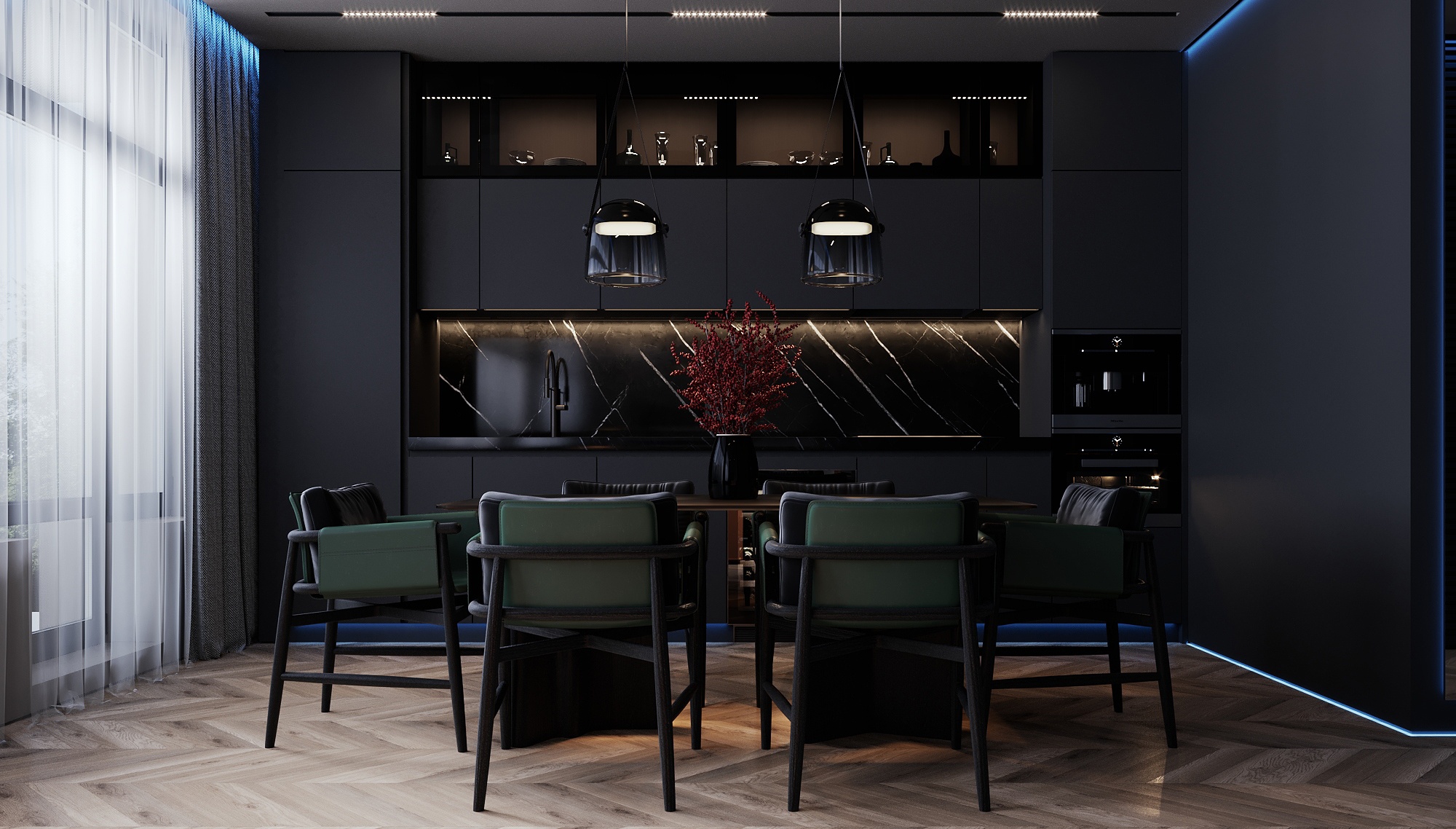 俄罗斯 74㎡深色系空间设计-5