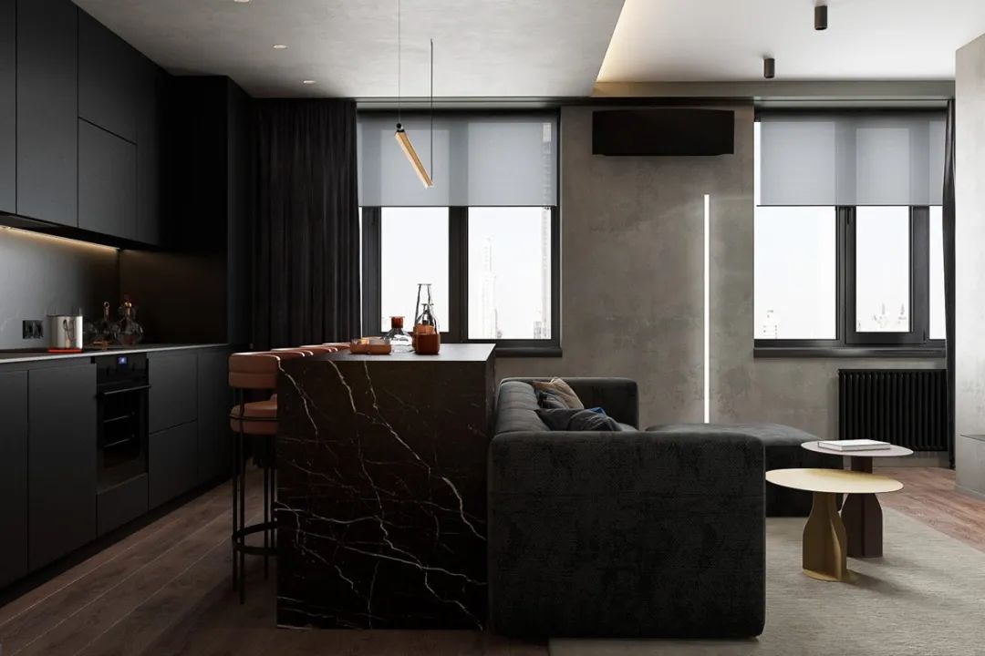 现代简约风暗色系混凝土住宅-4