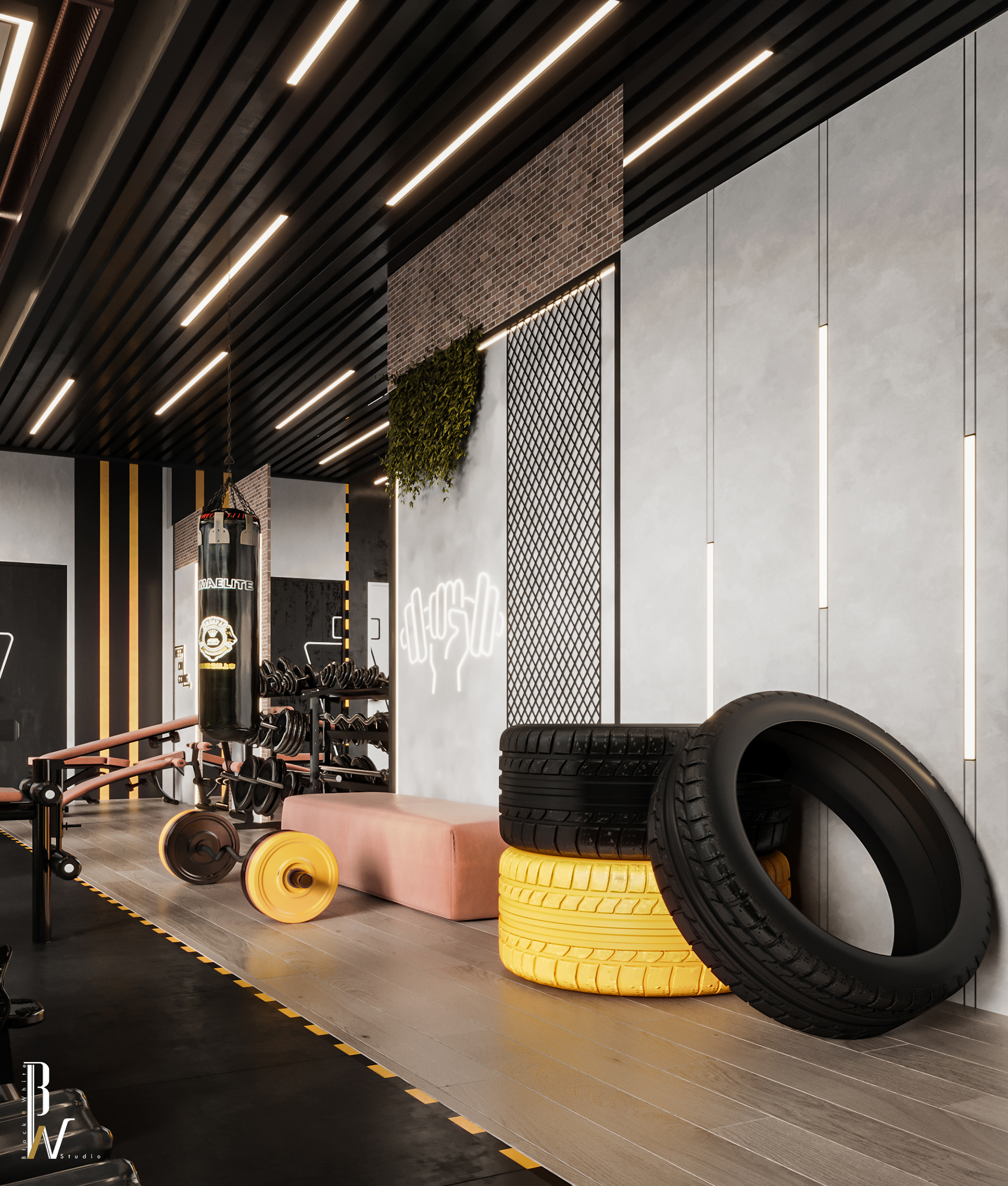 Home Gym 设计丨阿联酋丨Black N White-10