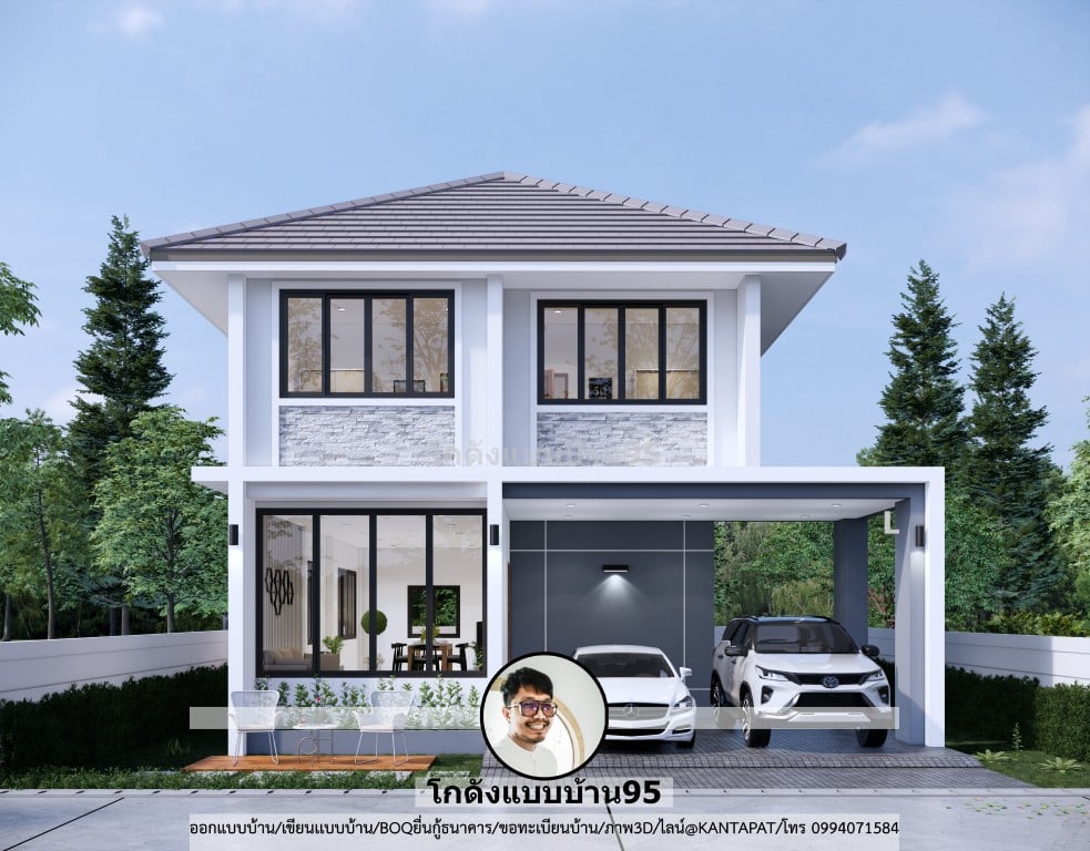 บ้านปั้นหยา2ชั้น S-131 แบบบ้าน2ชั้นสมัยใหม่ บ้านโทนสีขาวสวย ๆ-6