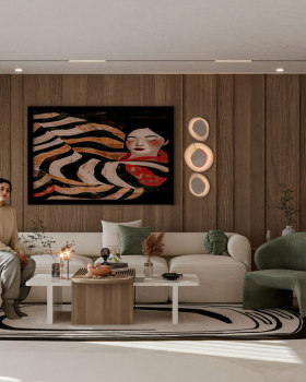 Living room & kitchen & dinnig室内设计丨沙特阿拉伯利雅得