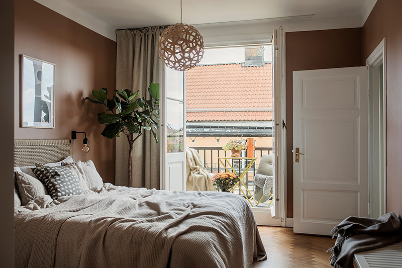 斯德哥尔摩 87 平米公寓 | olive living room and terracotta bedroom-16