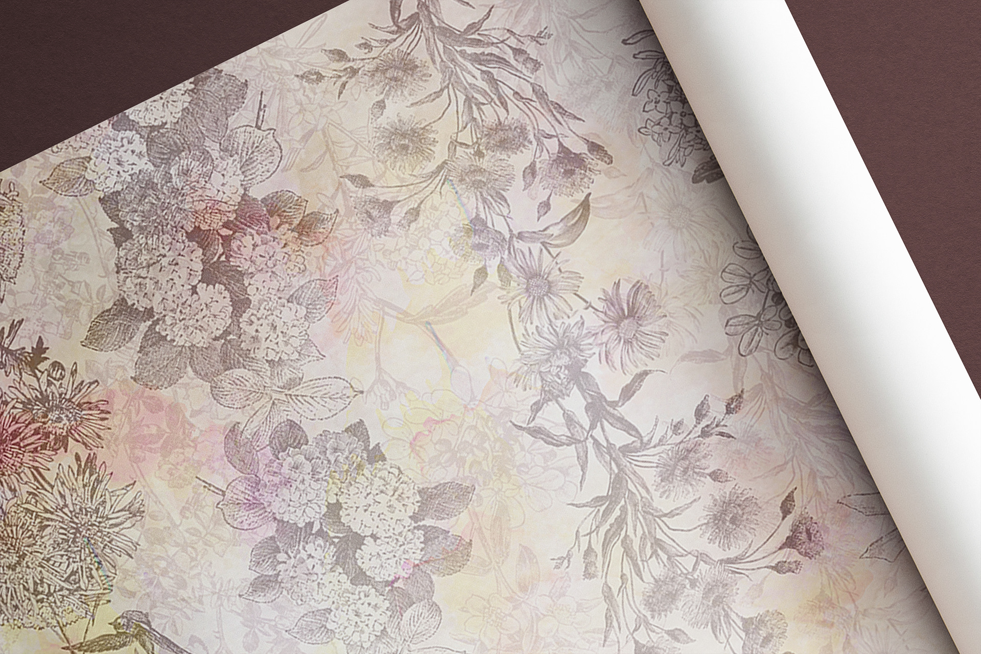 Watercolor and pencil. Wallpaper and textile print-6