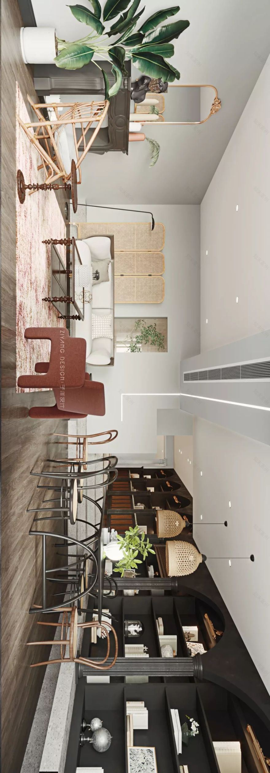 复古混搭,舟山 400 平四层住宅设计-89