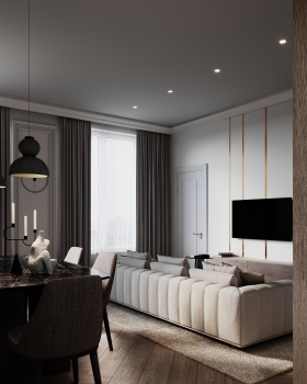 Kitchen-living visualization | Natural materials