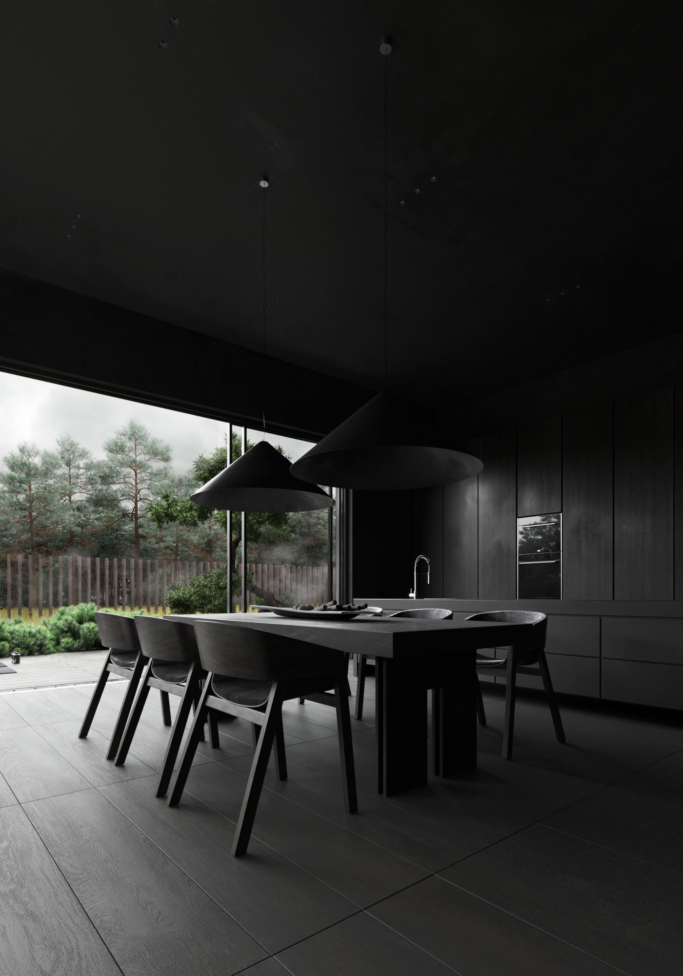 高级黑 极简别墅设计！-8