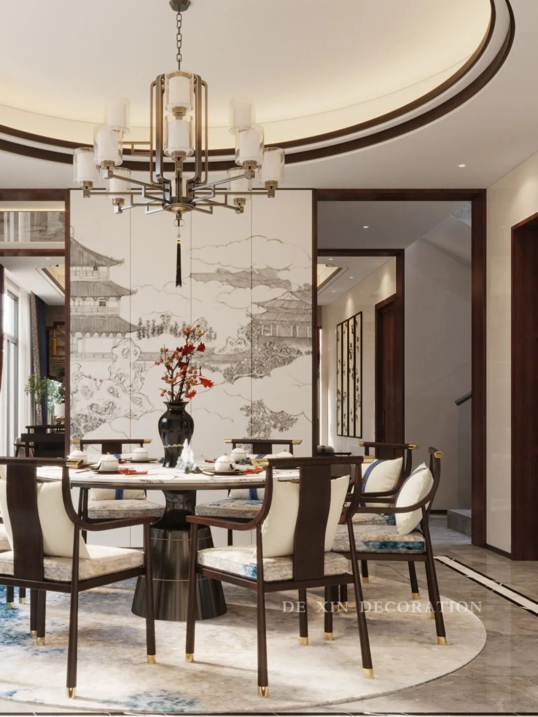新中式风雅大宅丨中国广州丨德馨装饰-17