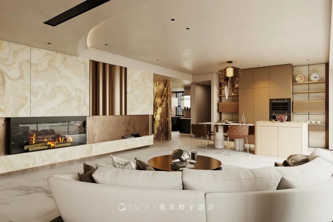 橙子新作||国宾壹号院——醇境·融邸，暖木鎏金-23