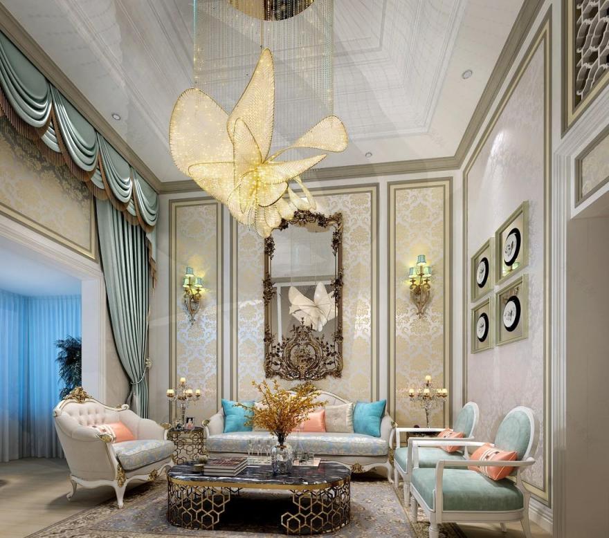 大寨别墅 | 欧式奢华,金属与大理石的华美乐章-0