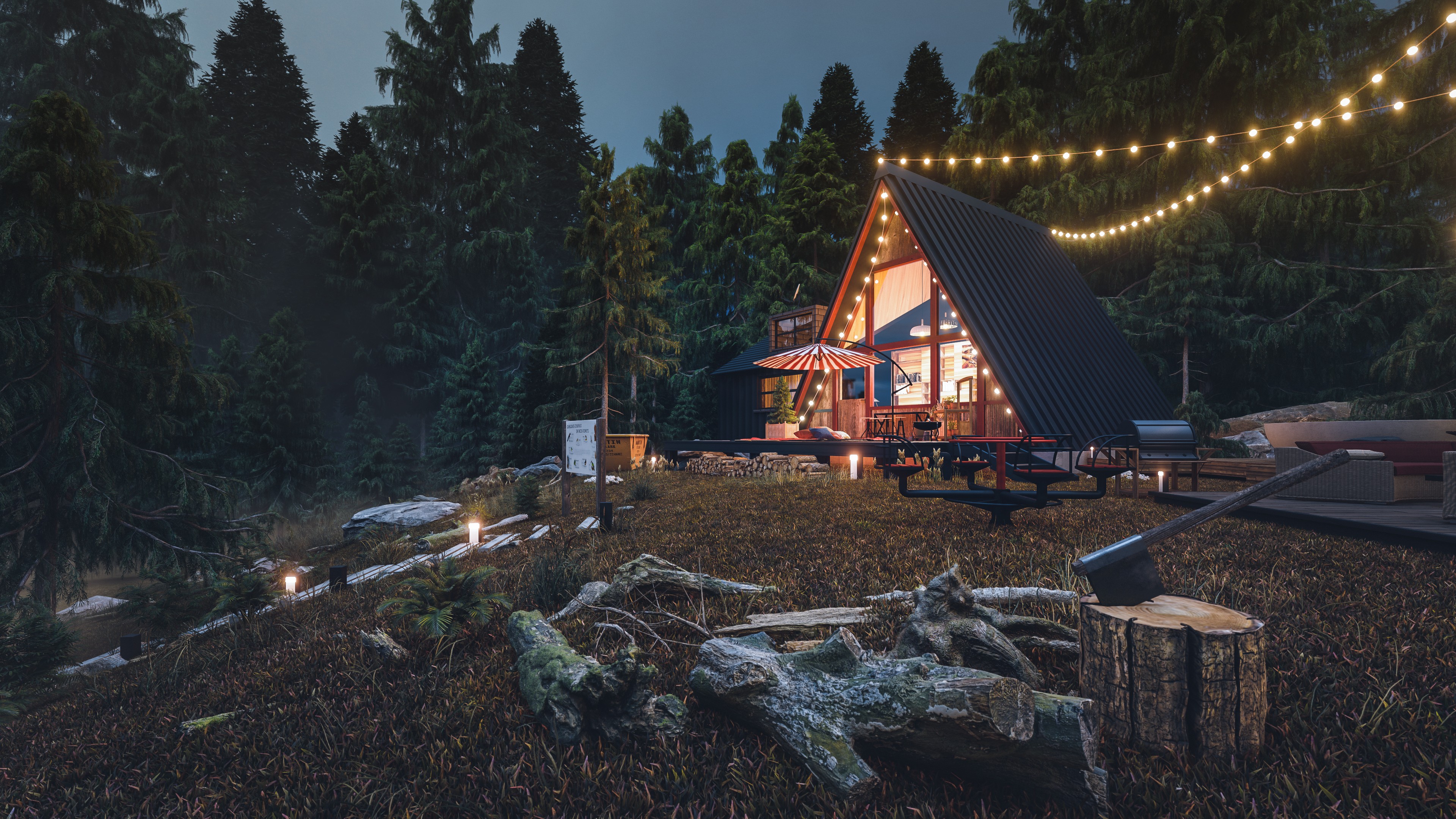 现代森林建筑室外表现-2