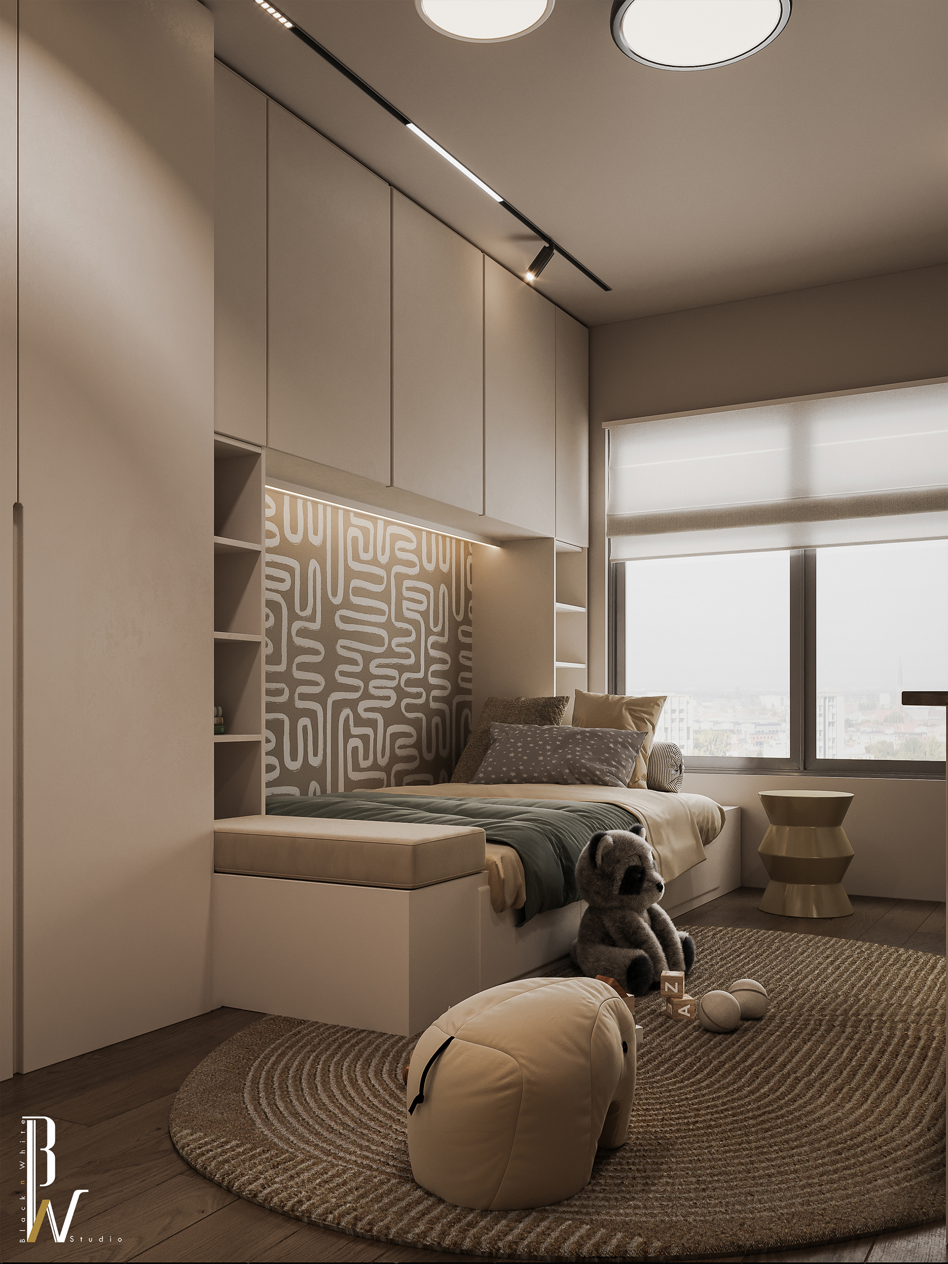 儿童房设计丨波兰丨Black N White-19