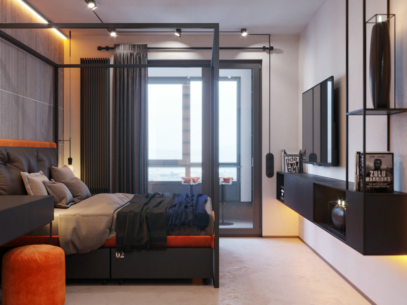 橙蓝双色打造惊艳空间，专业点评设计亮点-11