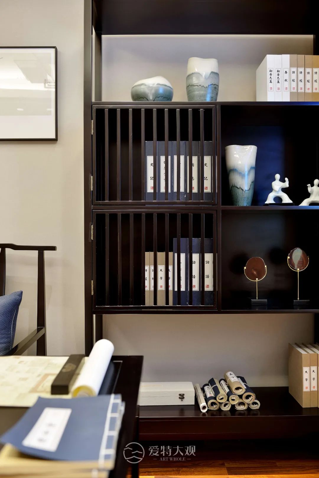 中式样板房实景丨墨韵书香，一个能容纳思想的家！-37