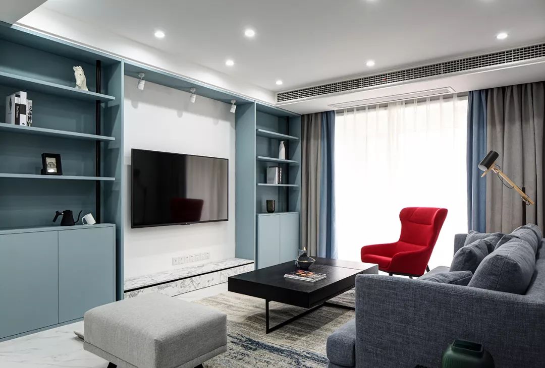 优雅蓝色调，120㎡现代简约家居的静雅之美-5