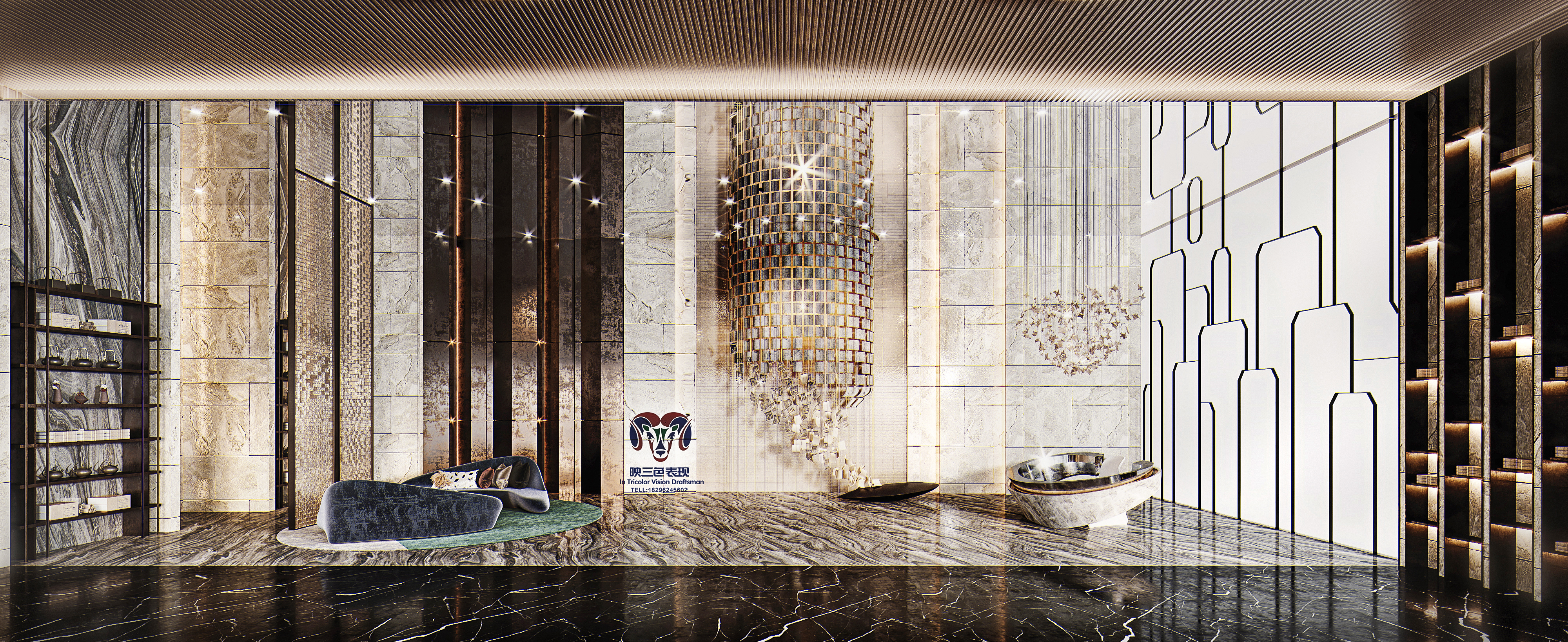 金色艺术之光的售楼处设计-8