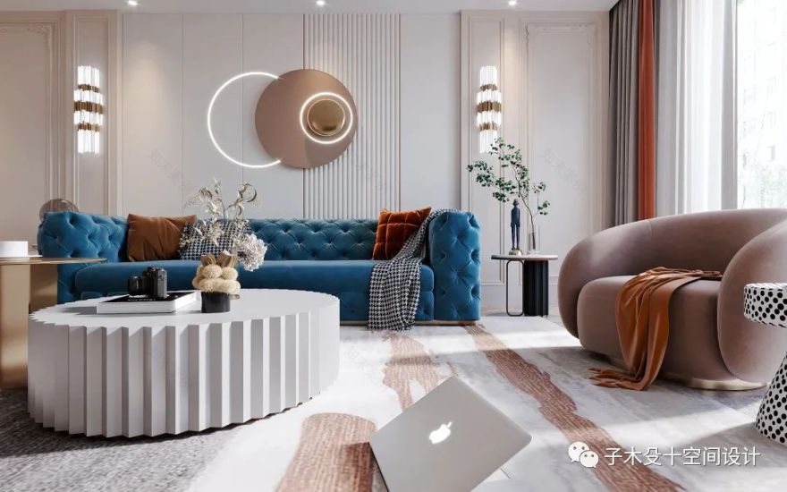 法式轻奢海城别墅丨子木殳十空间设计-2