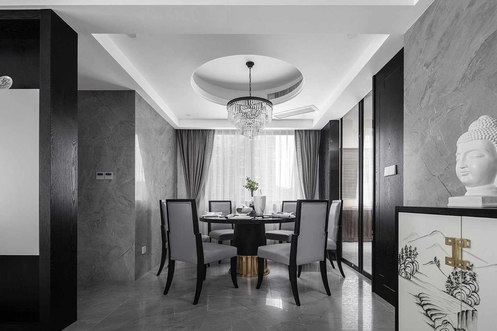 【新中式  瓯越韵】一个关于高级黑的水墨之居-87