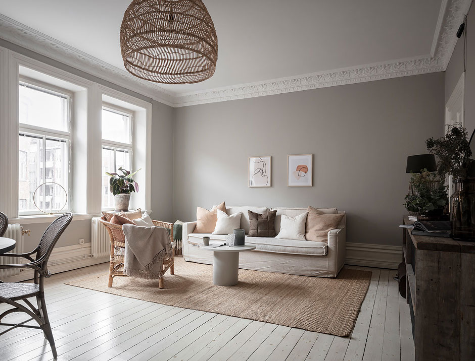 温馨灰褐，穿越式厨房与迷你卧室 | 哥德堡小公寓设计-3