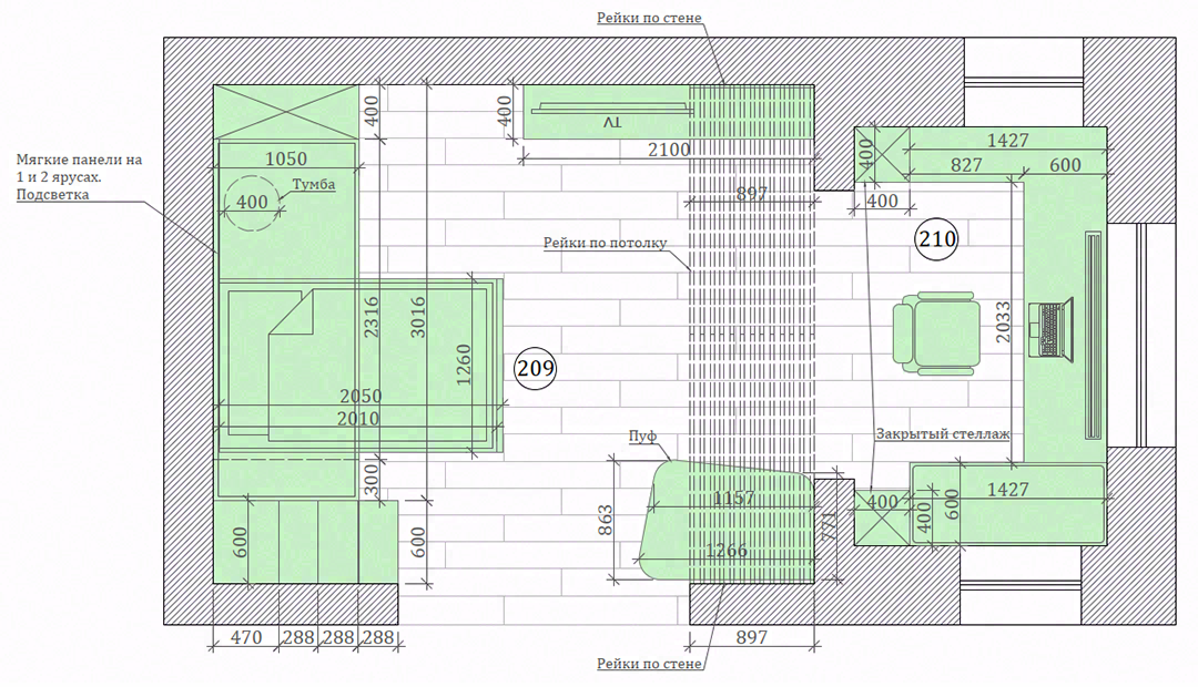 ≡ ➤ Мебель в детскую мальчика - интерьер в зеленых оттенках-8