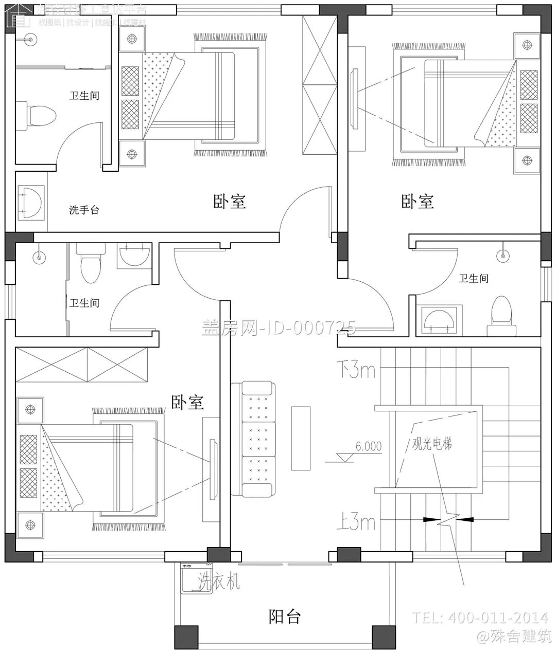 【设计师案例】土建参考造价92万，面宽9.6m×进深9.4m广东湛江四层欧式别墅-25