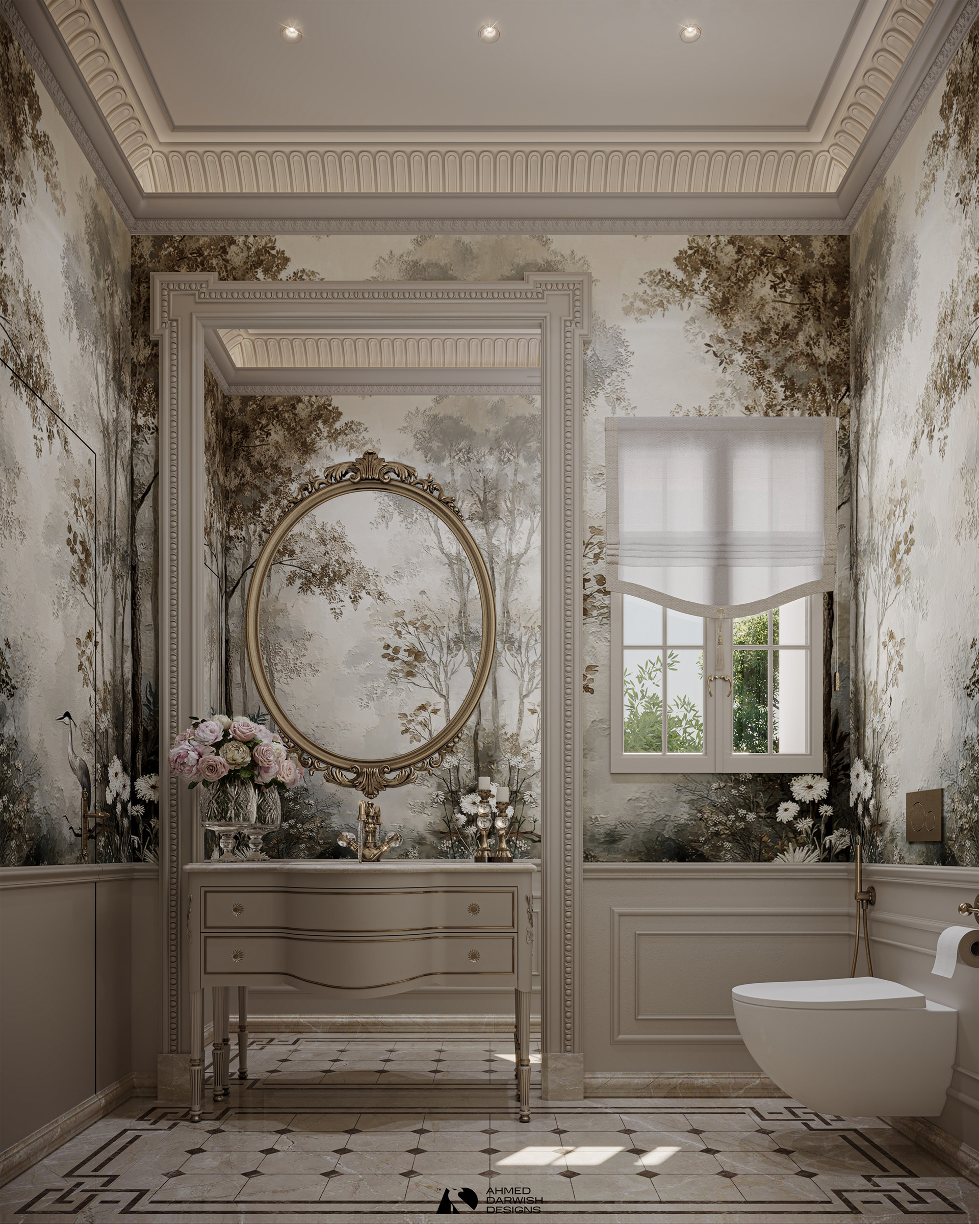 Classic Guest Bathroom（经典客用卫生间）丨埃及开罗丨Ahmed Darwish Designs-1