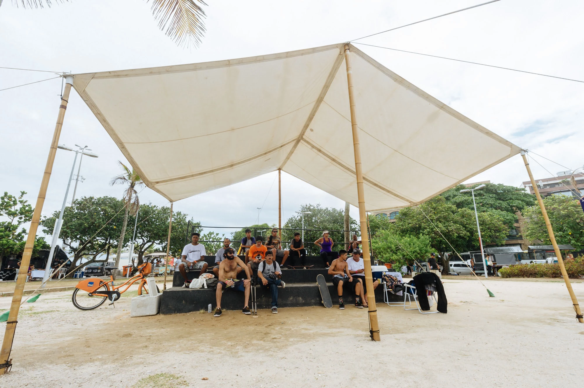 Textile bamboo structures for open-air events-36