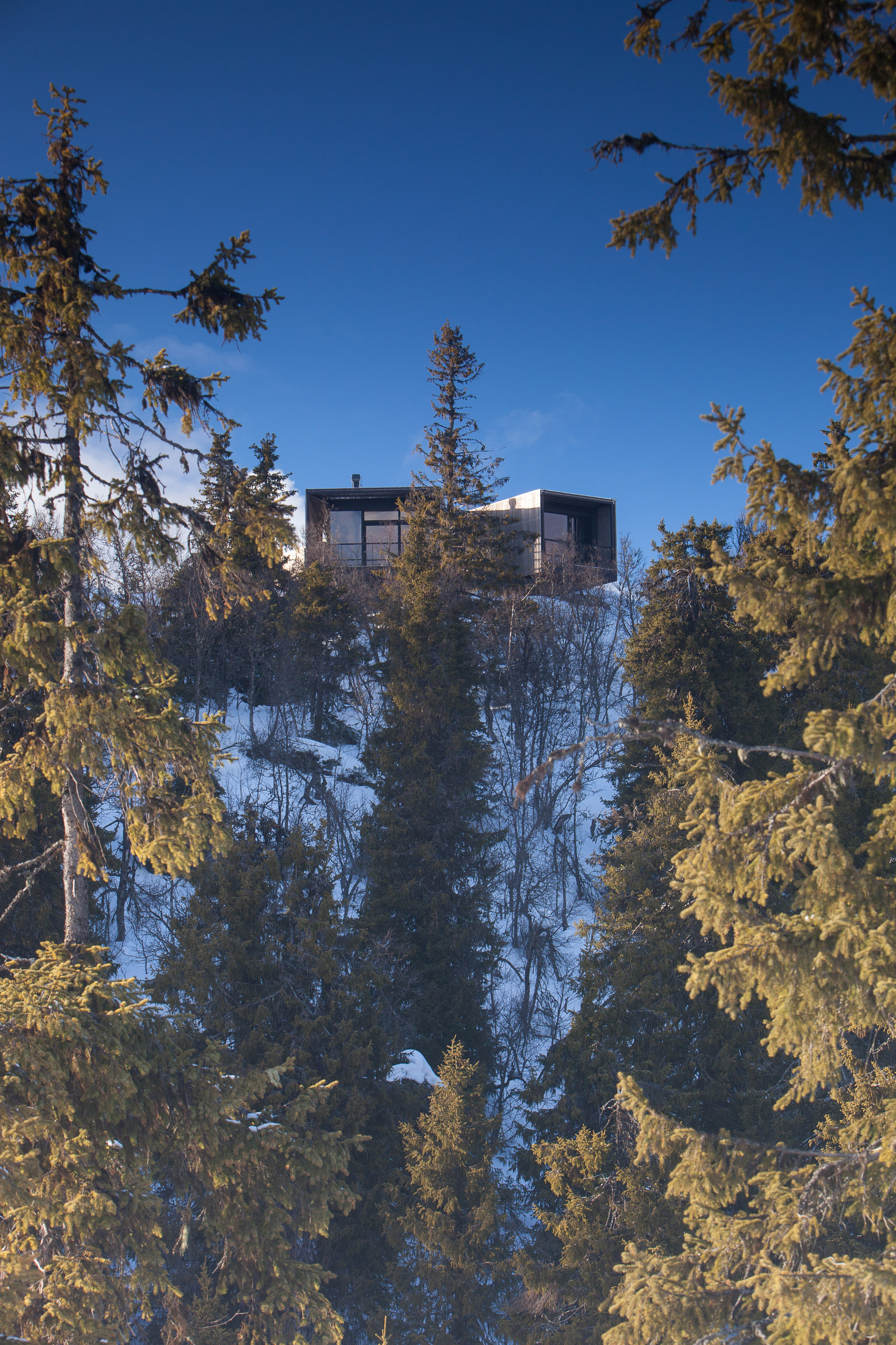 Lund Hagem installs Y-shaped cabin on hilltop above Norwegian ski resort-2