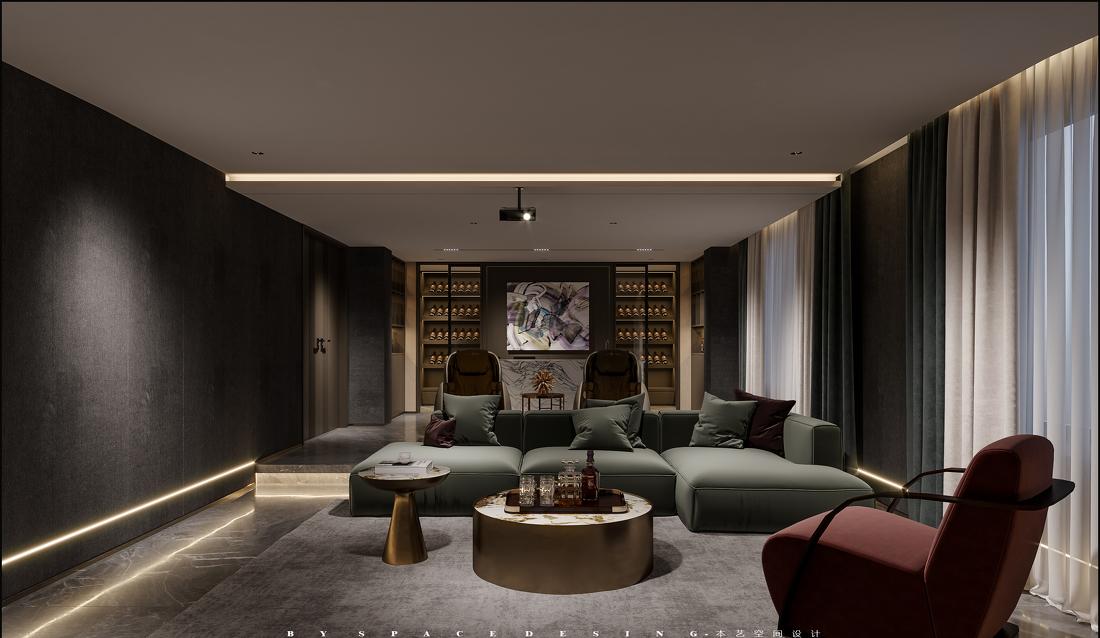大陈别墅影视厅 | 现代简约风格打造家庭影院新体验-7