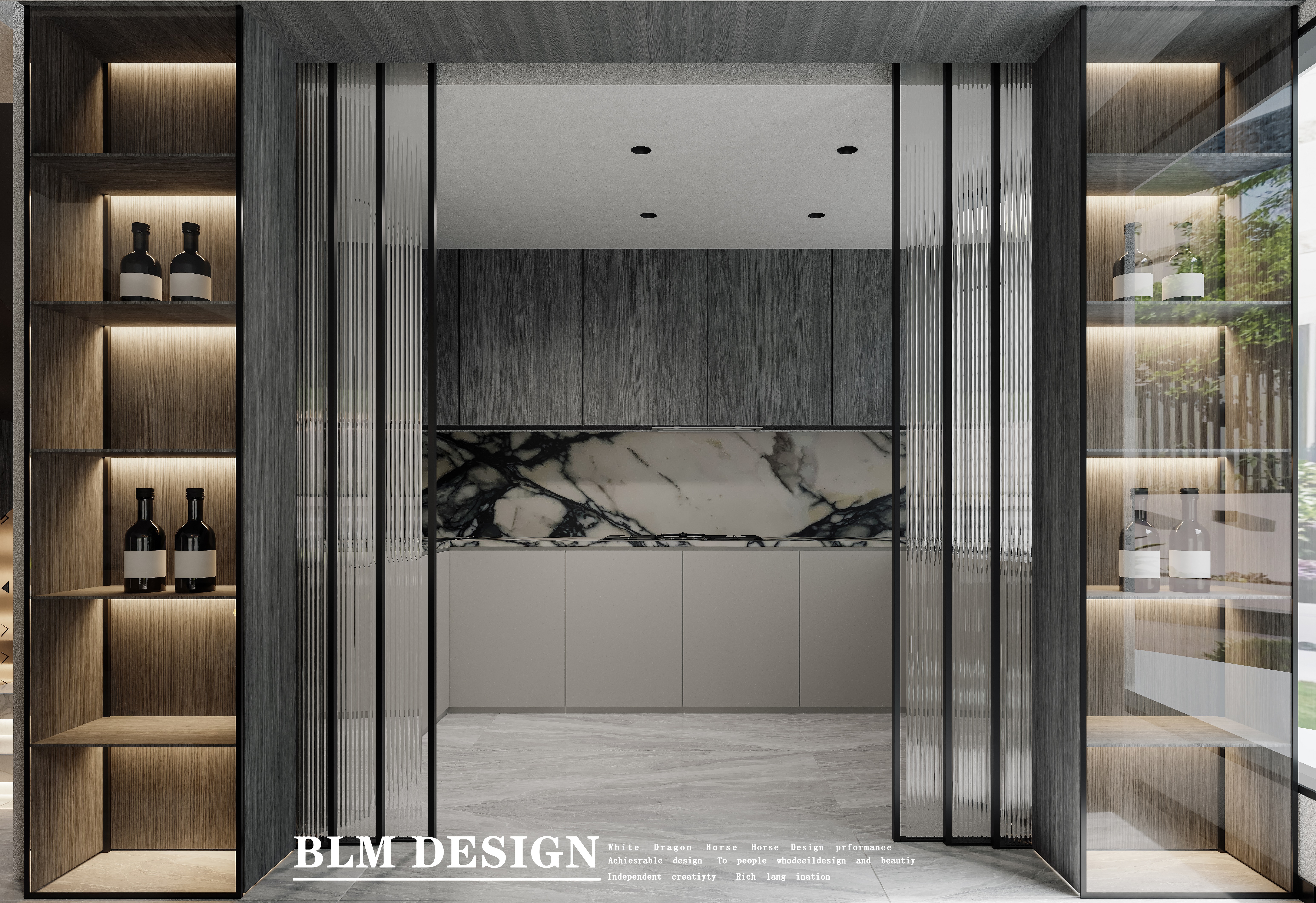 别墅 黑白灰 纯色简约风 渲染案例-3