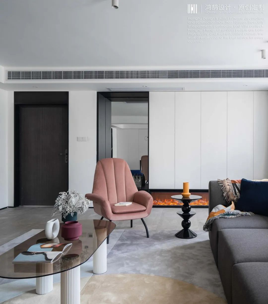 现代轻奢婚房，120㎡黑白灰++ 糖果色混搭设计-22