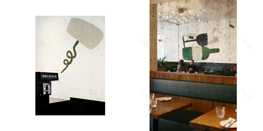 蒙特利尔 Brasserie Melrose 餐厅手绘壁画设计-9